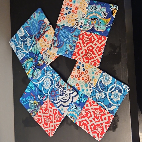 Bohemian Fabric Coasters New Handmade - Picture 3 of 3